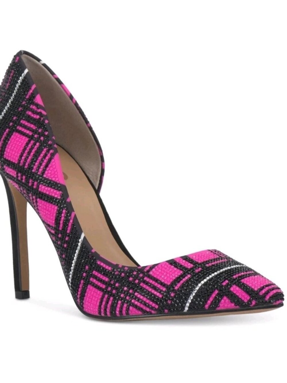 INC Pink Plaid Rhinestone Pumps